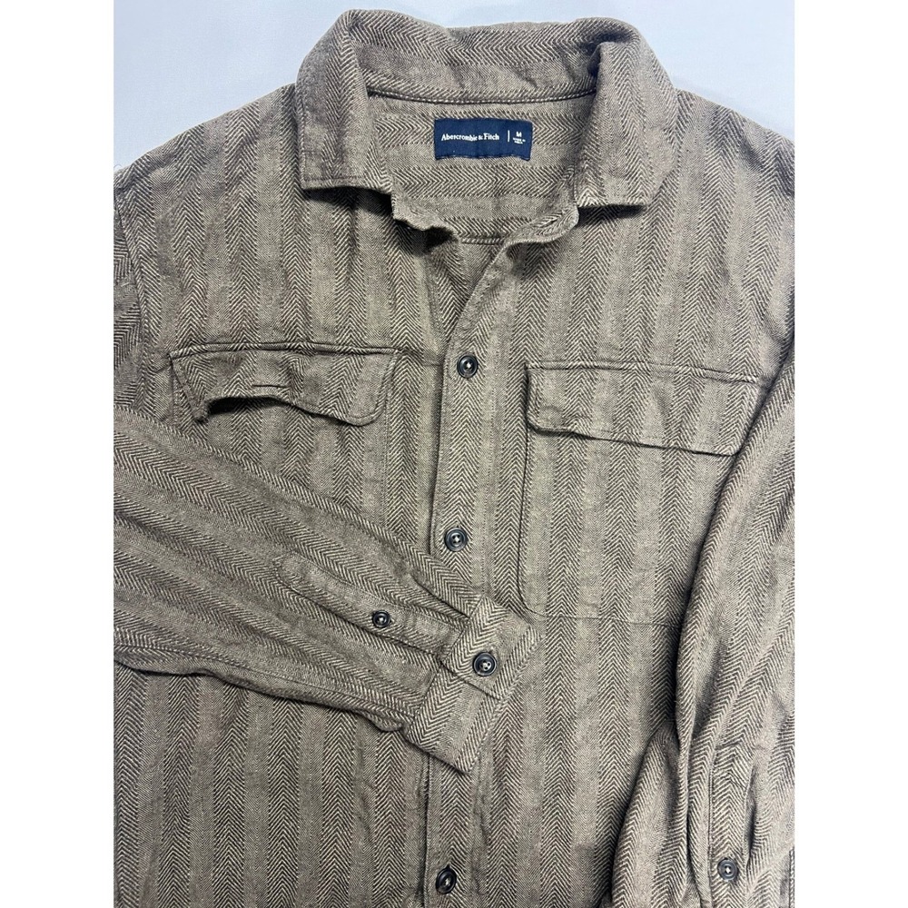 Abercrombie & Fitch Men's M‎ Herringbone Twill Button Up Shirt Jacket Brown